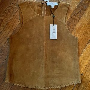 Derek Lam Leather Zip Blouse